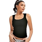 Women's Ribbed Cotton Tank Top Sleeveless Square Neck Tank Slim Fitted Knit Casual Tops Shirts