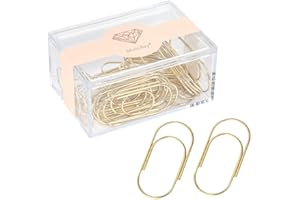 Gold Jumbo Paper Clips, Multibey 2" Non-Skid Metallic Large Wide Paper Clips Bookmark in Reusable Holder Office Supplies Decor, 30PCS Per Box (Gold)