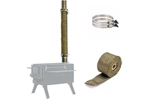 FireHiking Stove Pipe Wrap Heat-resistant Camping Tent Stove Pipe Protector with 2 Clamps 5 m / 16.4 ft