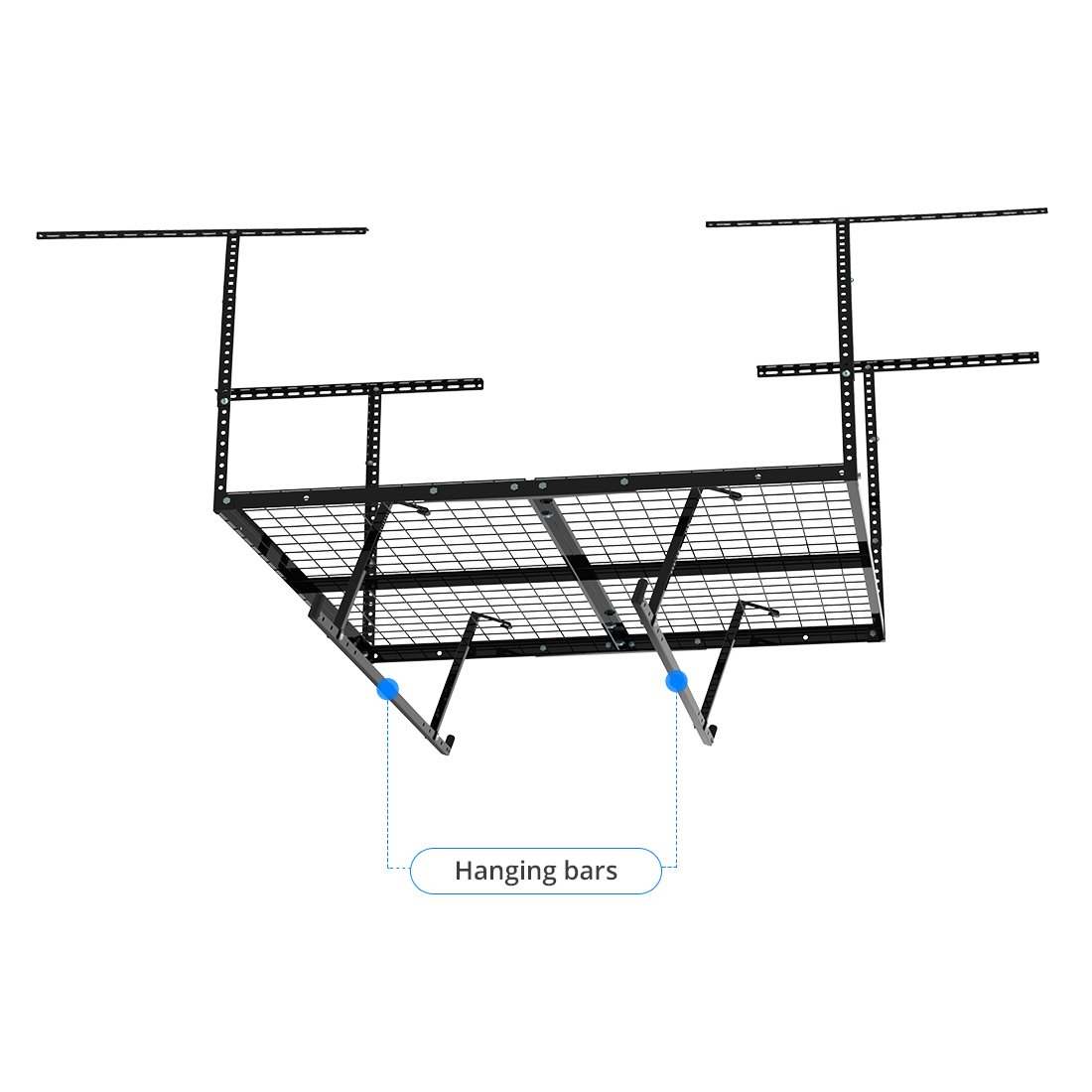 FLEXIMOUNTS Garage AddOn Storage Hanging Bar Accessory Hook Ceiling Rack, 2Pack (Hanging Bar X