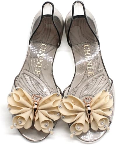 clear jelly sandals with bow
