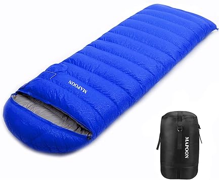 Amazon 寝袋 冬用 シュラフ 冬 封筒型 高級ダウン ねぶくろ キャンプ 最低温度 25度 800g 1800gダウン 寝袋 コンパクト 丸洗い オールシーズン 室内 車中泊 登山 地震防災 連結可能 ブルー 1 8kg Mapoon 寝袋 シュラフ