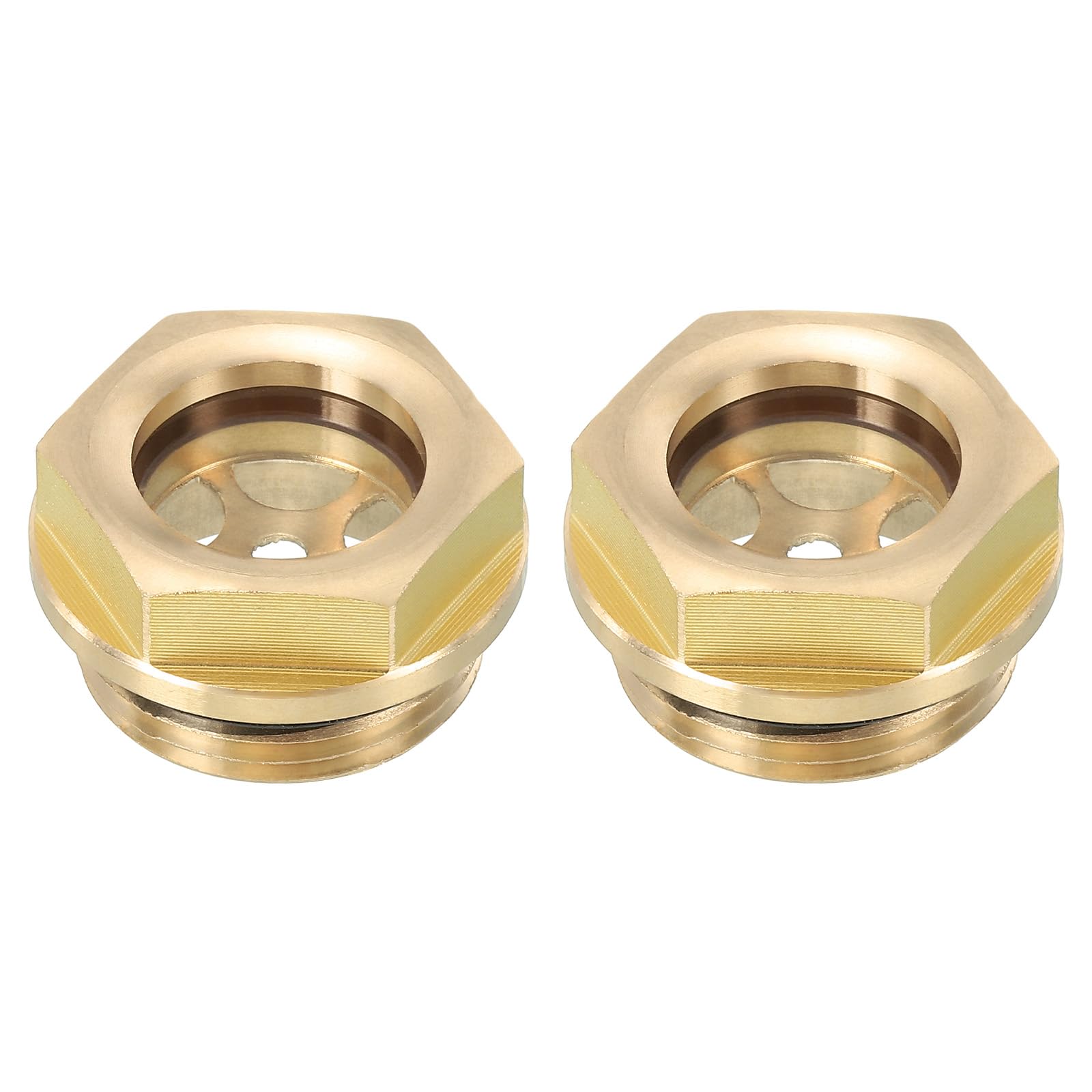 PATIKIL Air Compressor Oil Sight Glass, 2 Pack G 3/4" Male Thread Brass Oil Liquid Level Gauge Air Compressor Parts with O-Ring
