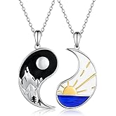 Matching Couples Necklace Sterling Silver Yin Yang Couples Necklace for him and her Couple gifts for Women Men