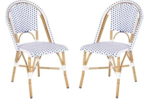 Safavieh Home Collection Hooper Indoor-Outdoor Stacking Side Chairs | Blue & White | Set of 2