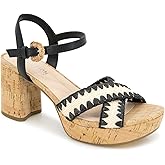 Kenneth Cole REACTION Women's Reeva Platform Sandal, Natural/Black Raffia, 6