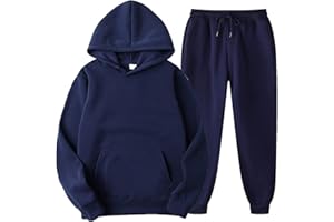 CCHZYSKO Tracksuit 2 Piece Autumn Winter Solid Casual Jogger Gym Sport Pocket Long Sleeve Sweatsuit Hoodies and Sweatpant Set