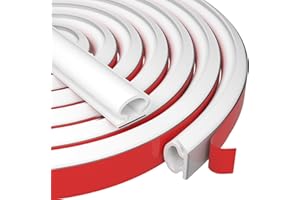 ORMEIN 23ft Weather Stripping Door Seal Strip,Self-Adhesive Door Weather Stripping Seal Strip,D Shaped Soundproofing Frame Insulation Tape,Door Sealing Strip for Door Frame/Window (White, 2/5" W x 1/4" T)