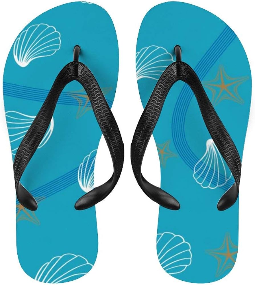 Marine Life Tongs d'été pour la plage Pour homme et femme Blanc