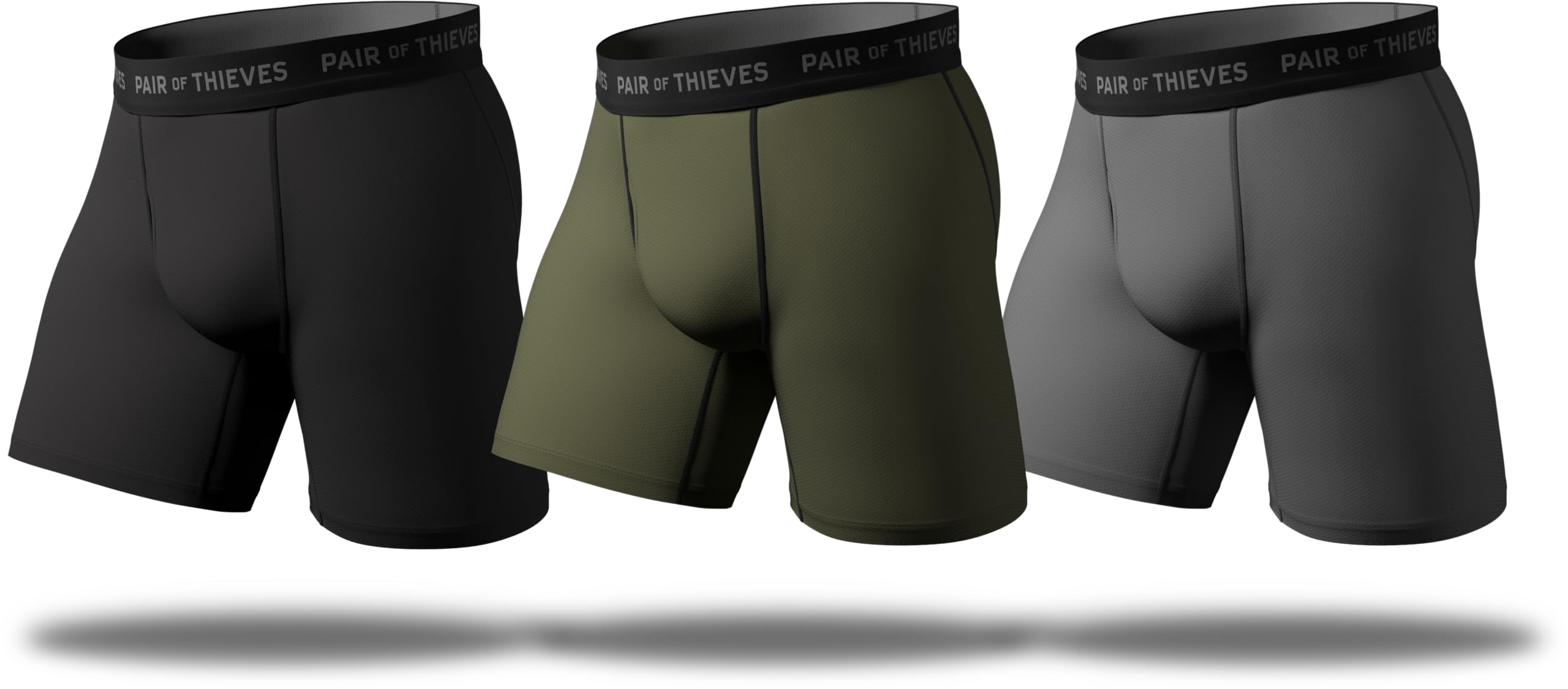 Pair of Thieves Super Fit Men’s Boxer Briefs 3 Pack, Seaweed/Black/Grey, Small Image