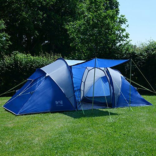Trail 4 Man Family Tunnel Tent With Awning Camping Festival Waterproof 3000mm HH