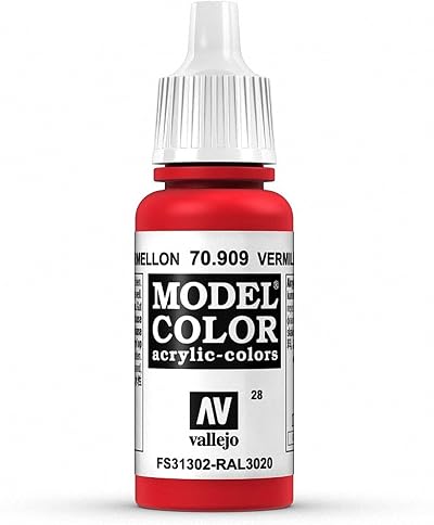 Vallejo Model Color Vermillion 17 ml Acrylic Paint EyeDropper Bottle