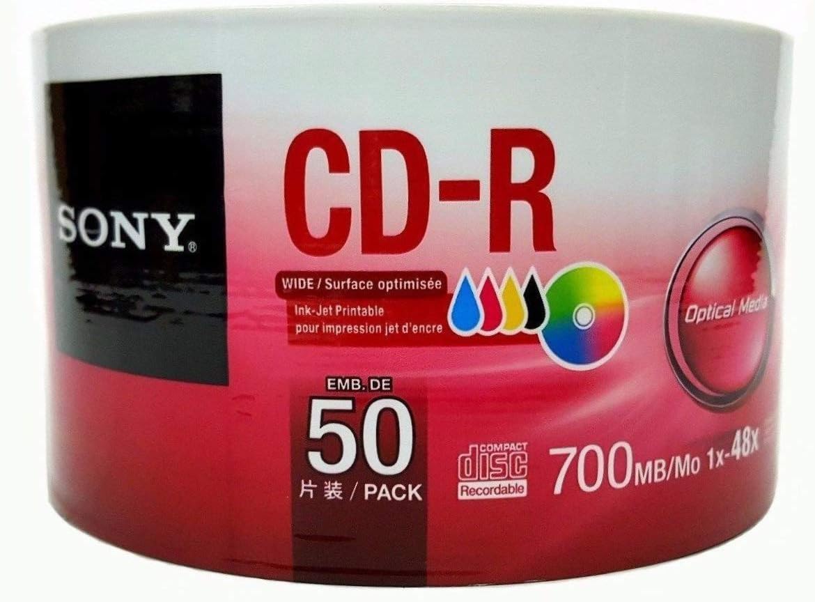 Sony 50cdq80fb T2ww Branded Disc Cd R 80 Min 700mb 48 X 50 Pack Retail Wrap44 No Cakebox Amazon Ca Electronics