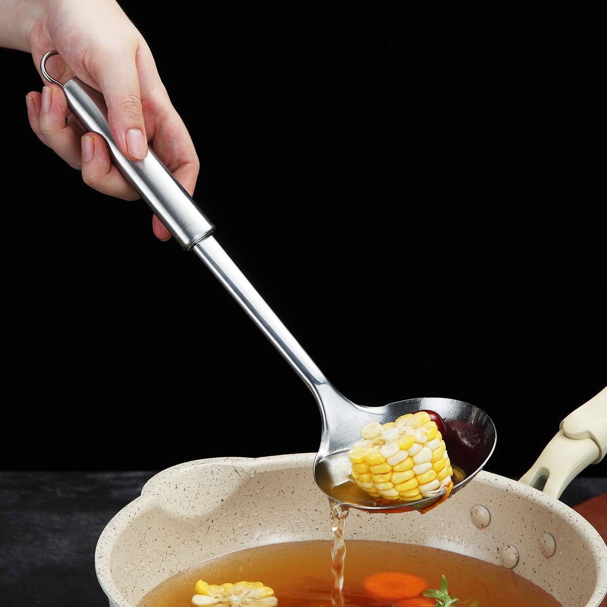 Stainless Steel Ladle, Berglander Soup Ladle, Cooking Ladle, Kitchen Ladle, Metal Soup Spoon For Cooking Non-Stick And Heat Resistant, Dishwasher Safe, Easy to Clean