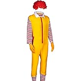 AudMsier 4 Pcs Halloween Clown Costume Set for Adults - Wig, Clothes & Gloves Included | Carnival Cosplay Outfit