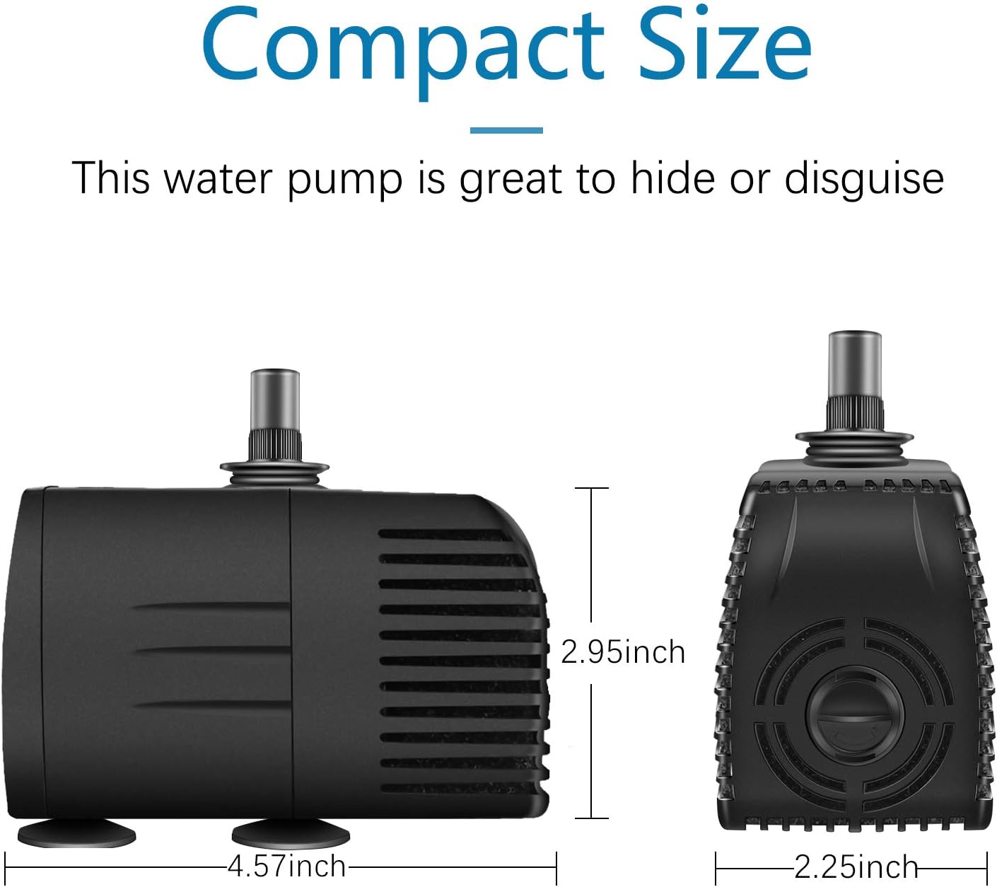 BARST 290GPH Submersible Water Pump with Filter(1100L/H, 16W), Ultra Quiet Aquarium Pump for Fountains, Pool, Fish Tank, Pond, Statuary Fountain Pump with 4 Strong Suction Cups,3 Nozzles: Home Improvement