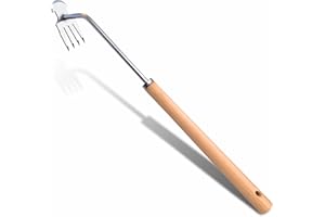 SHANFEEK Weed Pulling Tool Weed Puller Garden Rake Claw 18.5-Inch Weed Remover Tool Hoe Gardening Hand Tools with Extended Hard Solid Wood Handle(Orange)