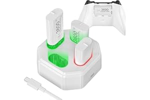 KEKUCULL 4 Pack Rechargeable Battery Pack Compatible with Xbox Series S/X,Charger Dock with 4 x 3600mWh NiMH Controller Battery Pack for Xbox One Wireless Controller