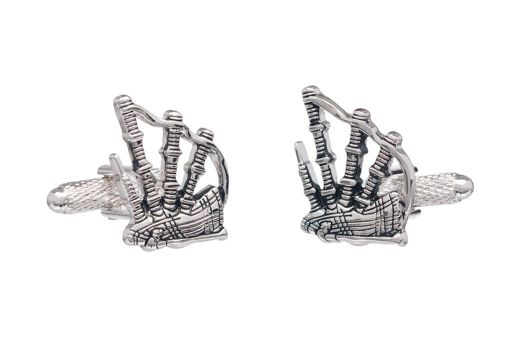 Cufflinks - Bagpipe Cufflinks Presented in an Onyx Art Cufflink Box
