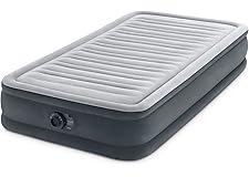 Intex 67765ED Dura-Beam Deluxe Comfort-Plush Mid-Rise Air Mattress: Fiber-Tech – Twin Size – Built-in Electric Pump – 13in Be