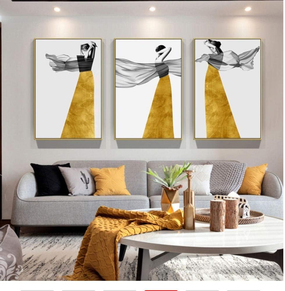 Juabc Wandkunst Sure Life Abstrakte gelbe Figur Mode Tanzen Leinwand