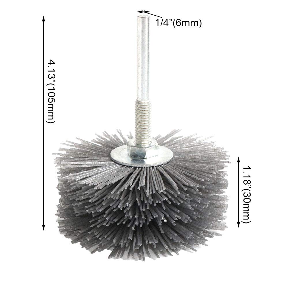 4PCS Abrasive Wire Nylon Wheel Brush for Woodwork Grinding Polishing Grit80/120/240/600, with 1/4" Shank: Industrial & Scientific