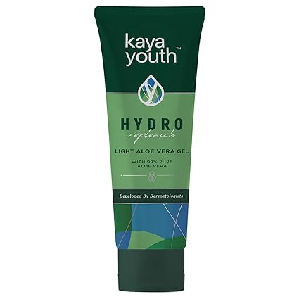 Kaya Youth Hydro Replenish, Lightweight, Non-Sticky Aloe Vera Face and Body Gel, 99% pure Aloe Vera, 24 hours Skin Hydration, Developed by Dermatologists, 100 gm
