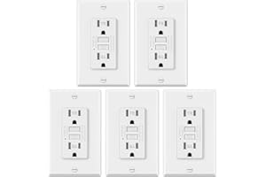 ELECTECK 5 Pack GFCI Outlets 15 Amp, Tamper Resistant (TR), Decor GFI Receptacles with LED Indicator, Ground Fault Circuit In