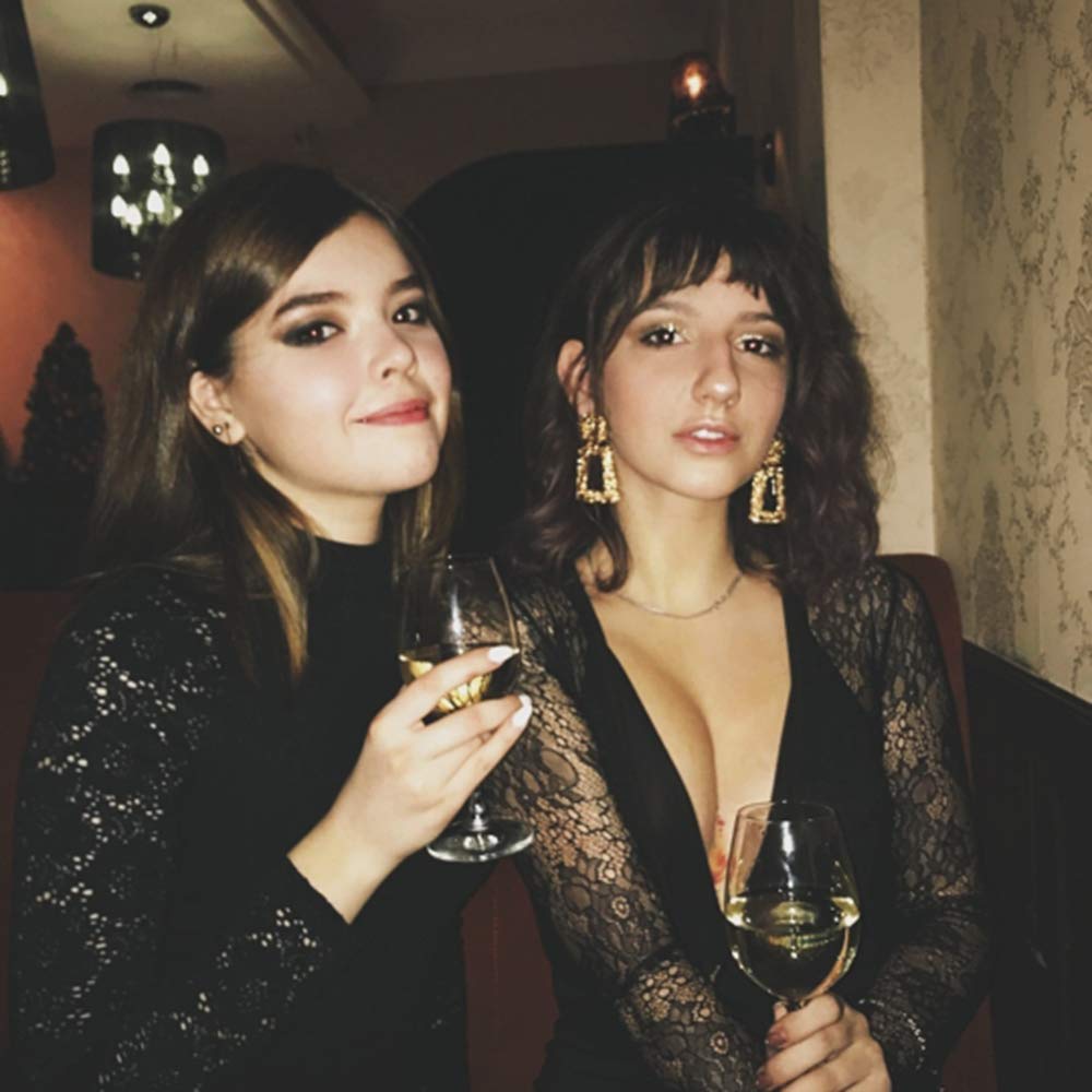 ATIMIGO Statement Drop Earrings Large Metal Geometric Dangle Earrings Gold for Women Girls