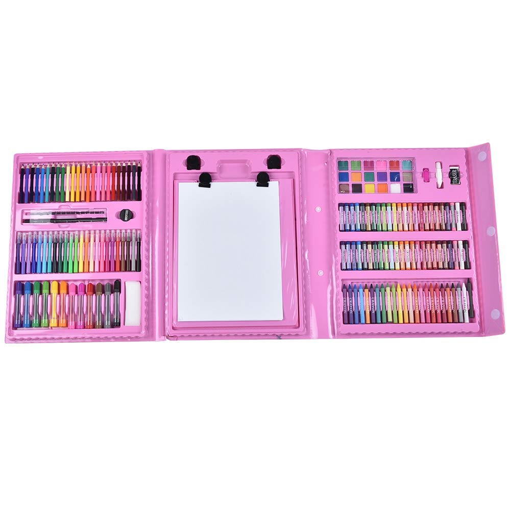 Art Sets for Children, 176Pcs Drawing Art Gift Case with Watercolor Pens Colored Pencils Oil Pastels Crayons for Kids Students Back-to-school Birthday Gift(Red)