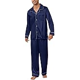 U2SKIIN Mens Silk Pajamas Set, Long Sleeve Satin Pajamas for Men Sleepwear Button Down Pjs Set Two-piece