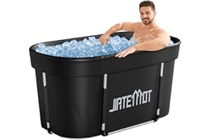 JIRTEMOT Ice Bath Tub for Athletes, 130 Gal Large Oval Portable Outdoor Cold Plunge Tub for Recovery, Multiple Layered Cold Hot Baths for Family, Foldable Ice Baths for Home, Gyms use