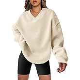ANRABESS Womens Oversized V Neck Sweatshirt Fleece Long Sleeve Hoodies Pullover Comfy Top 2026 Outfits Teen Preppy Clothes