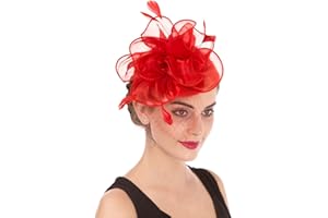 SAFERIN Women's Fascinators Feathers Tea Party Hat Veil Headband with Hair Clip for Cocktail Church