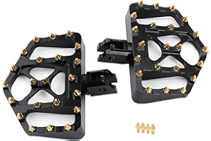 DAKLVNG Wide Foot Pegs MX Mini Floorboards Footrest for Harley Softail 2018-2024 Street Bob Deluxe Low Rider Fat Bob Sport Glide Fatboy Breakout Slim (Front Peg, Gold Black)