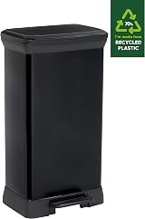 CURVER Kitchen Bin Plastic Black 50L Pedal Soft Close UK Made 39x29x73 view 2