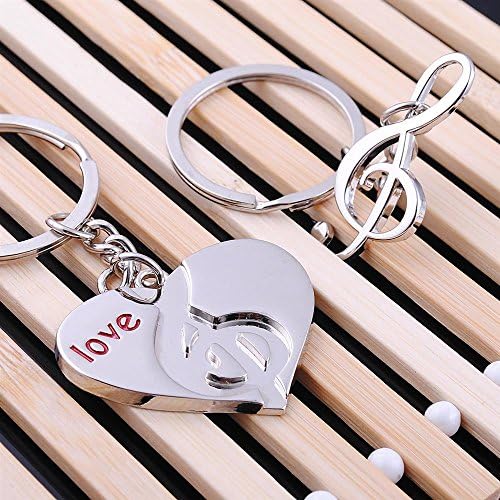 Angelia Love Heart Music Notes Symble Detachable Couple Keychain Best Key Ring Key Chain Gift for Valentine Wedding Anniversary (A Pair) A06