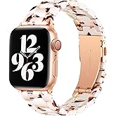 Bestig Resin Band Compatible with Apple Watch Bands for Women 49mm 46mm 45mm 44mm 42mm(Series 1 2 3), Lightweight Waterproof Strap for iWatch Series 11 10 9 8 7 6 5 4 3 2 1 SE Ultra Men(Nougat White)