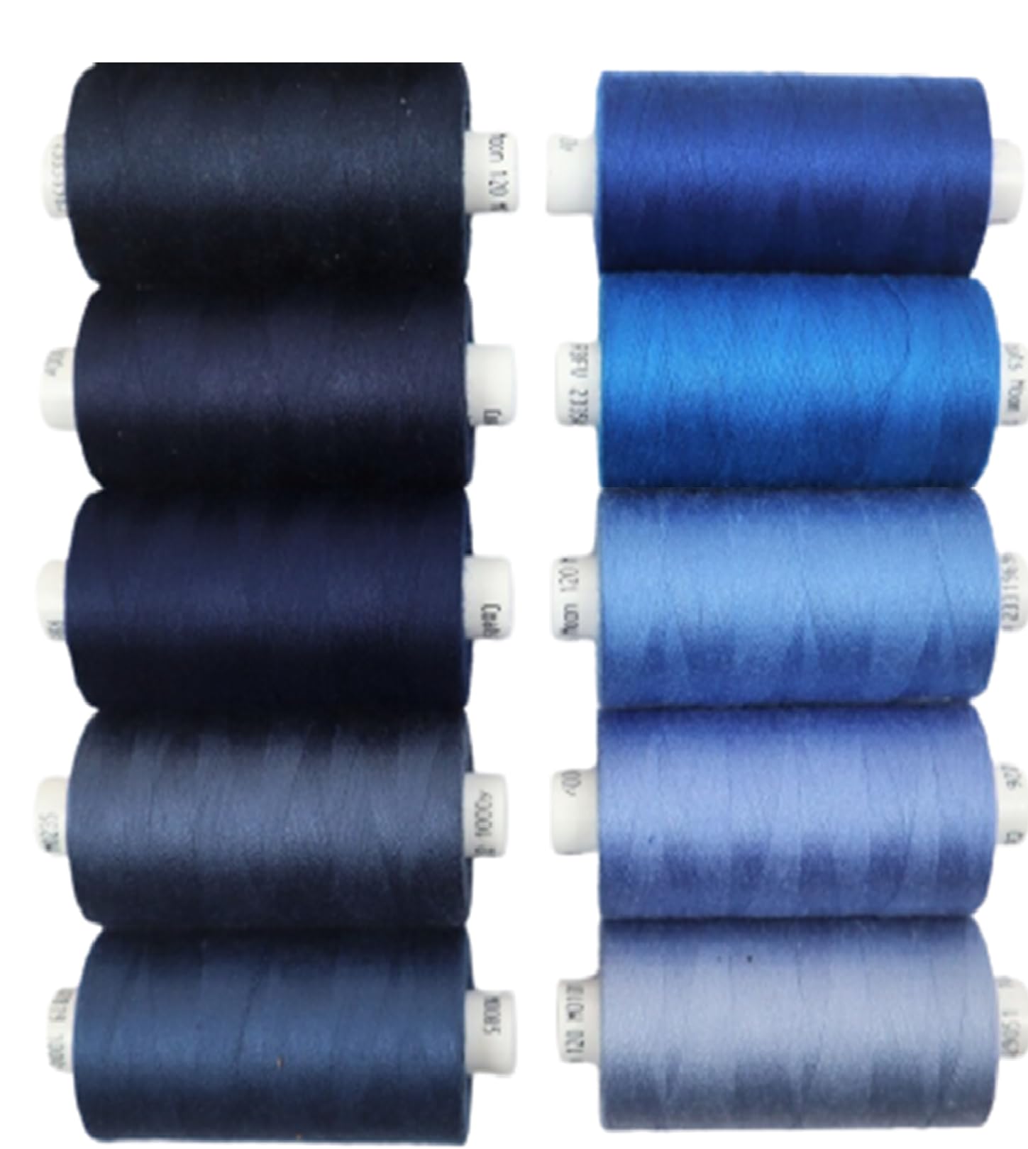 Coats Moon Assorted Sewing Thread Box of 10 reels -10 x Moon Polyester Reels Thread Sewing Over Locking 1000 Yards 120’s (Dark Blues)