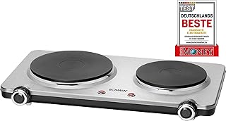 Bomann DKP 5033 E CB Edelstahl-Doppelkochplatte / 2 stufenlos regelbare Thermostate / 2500 W