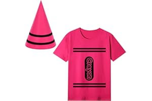 Clovilet 2 Pcs Halloween Crayon Costume Include Crayon Shirt and Cone Hats for Men Women Group Dress Up