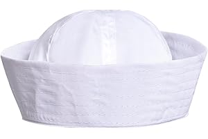 Vonokee Sailor Hat, White Captain Hat Yacht Sailor Ship Caps for Adult and Teens Halloween Costume Accessory