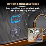 Tower Empire 4-Slice Toaster Grey Brass 1600W Defrost Reheat Removable Trays view 4