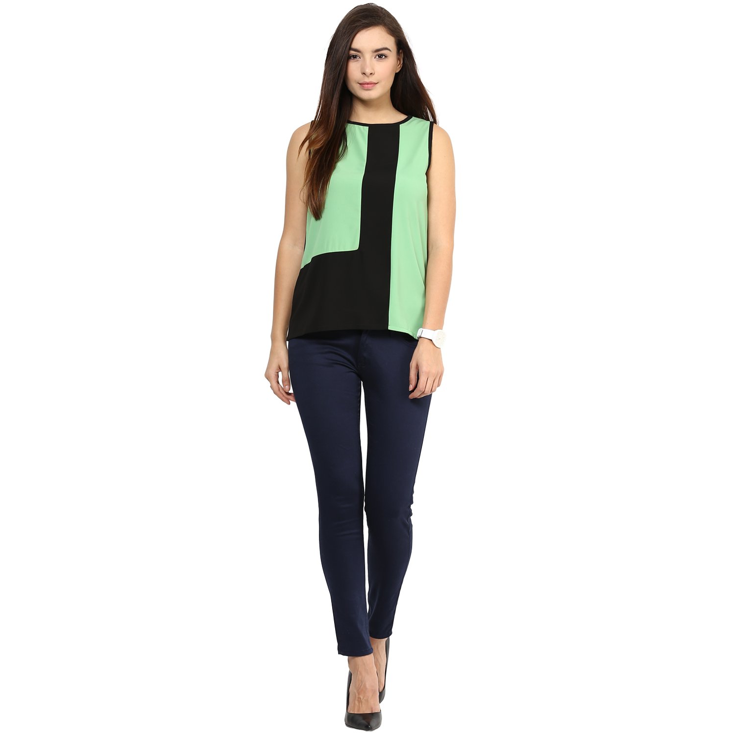 rare women green georgette top (ep1071)