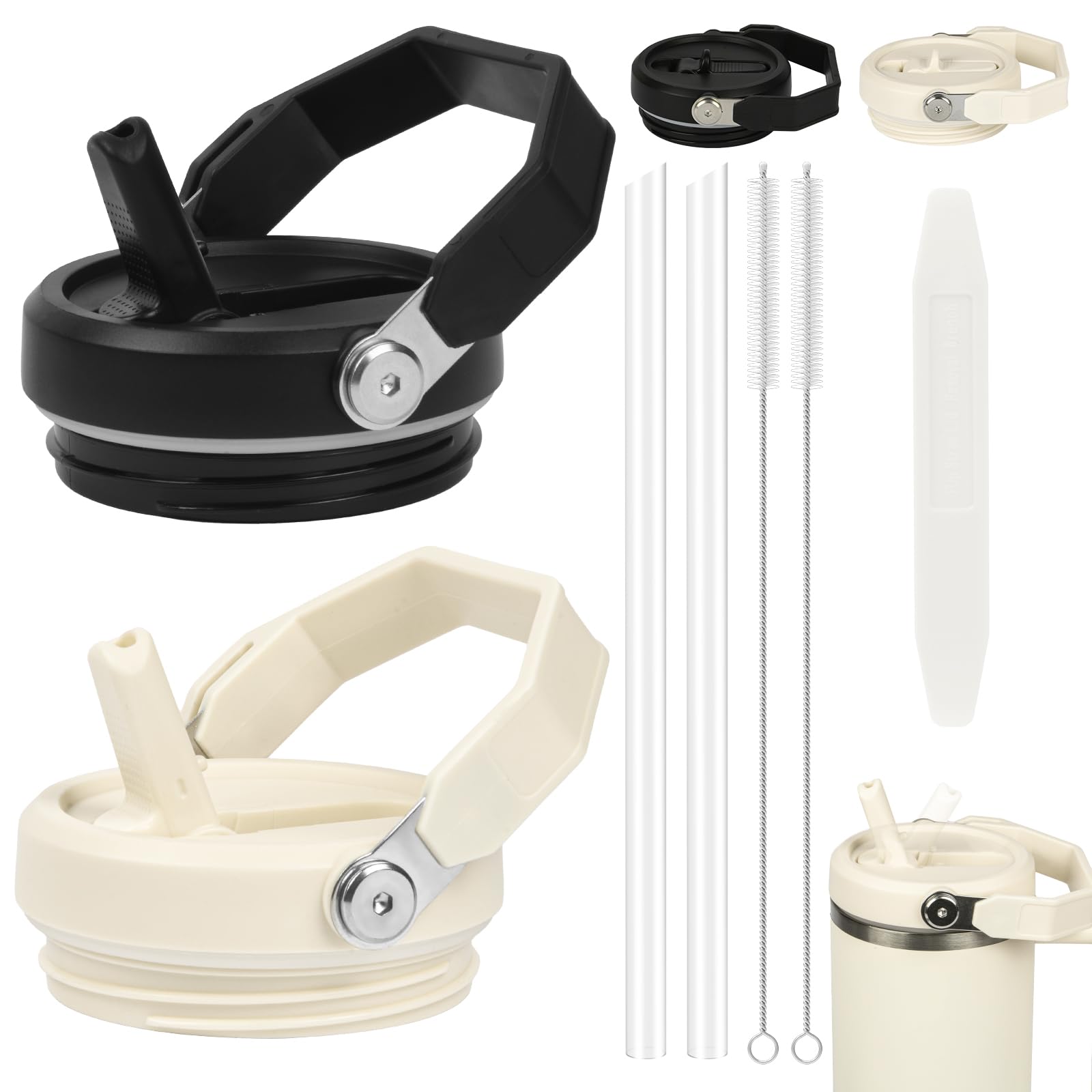 AYESY Leak Proof Lid for Stanley Cup,2 Pack 40 oz Tumbler Flip Straw Lid Replacement fit for Stanley Quencher,Detachable Spill Proof Splash Resistant Travel Tumbler Lids（Portable）