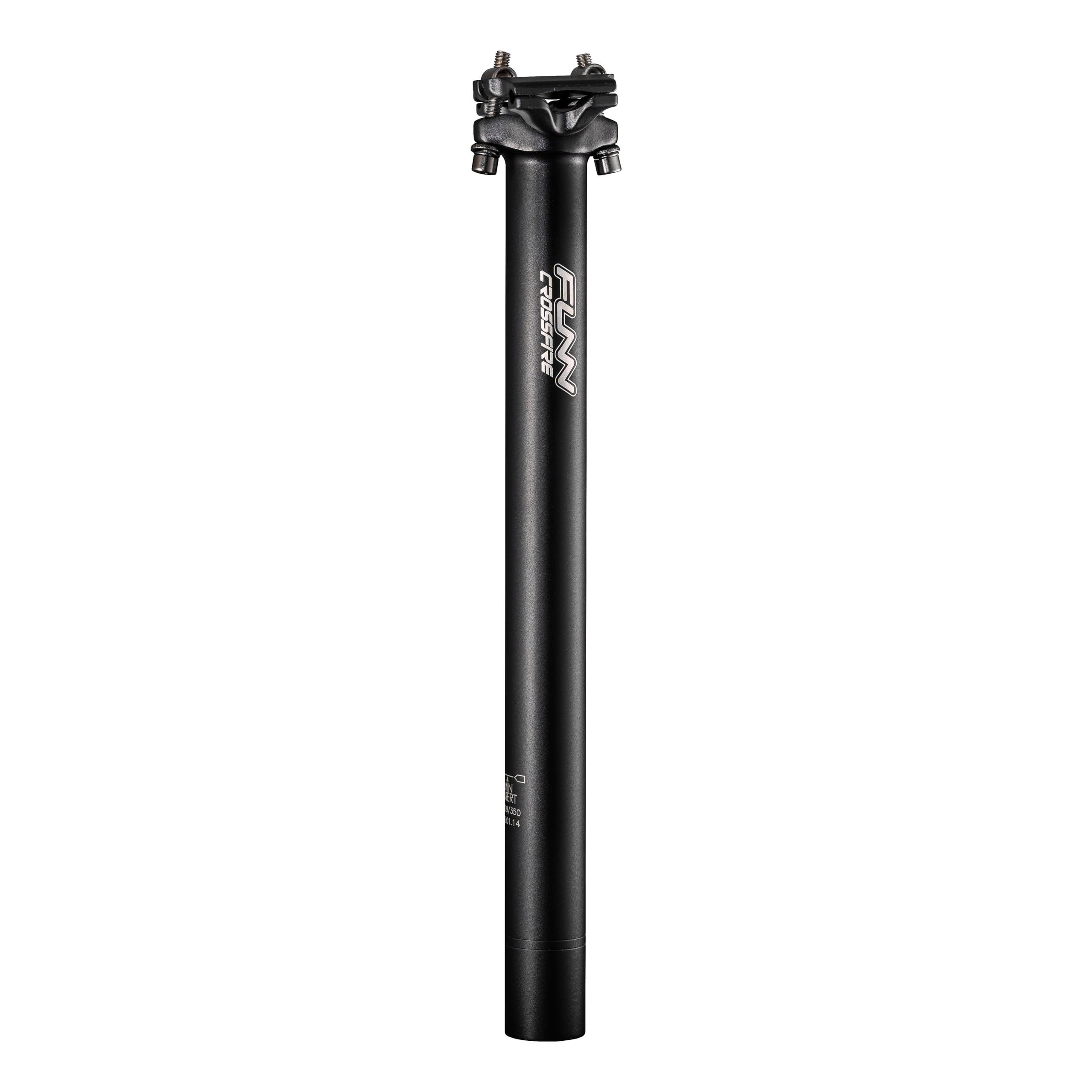 Funn Crossfire Bike Seat Post, Length 350mm, Diameter 27.2mm, Aluminum Alloy AL6061, 3D Forged, One Piece Head and Shaft (Blast Black)