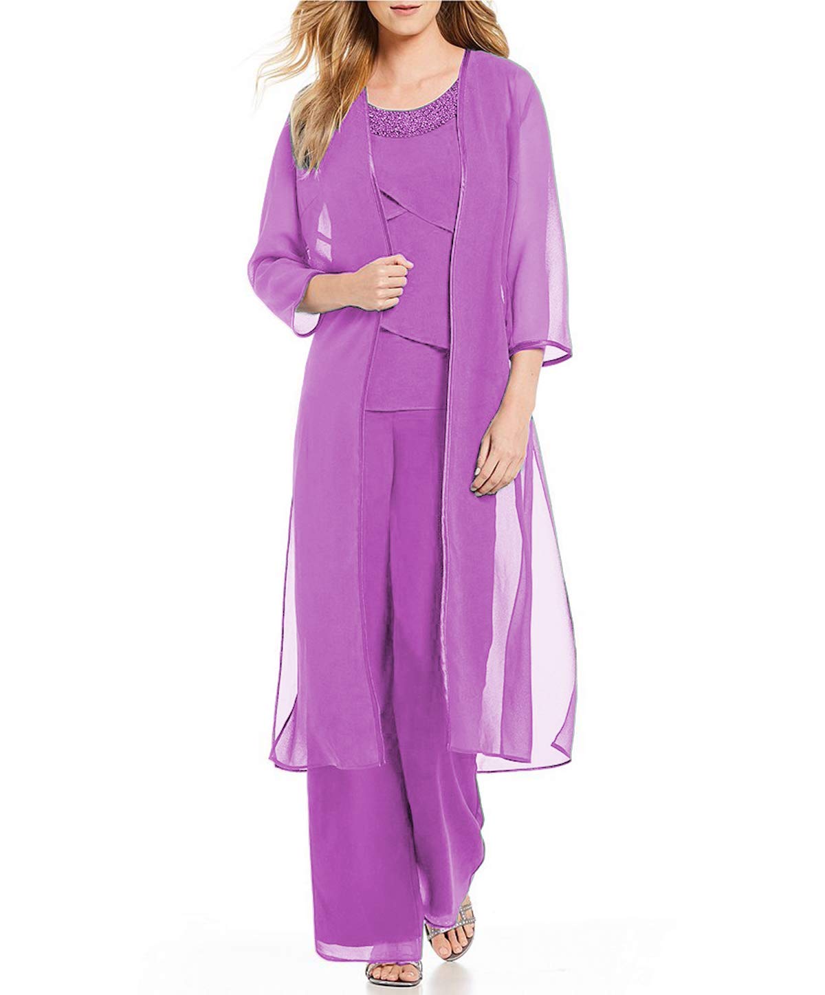 Fitty Lell Women's 3 Pieces Mother of The Bride Pant Suits with Jackets Wedding Guest Plus Size