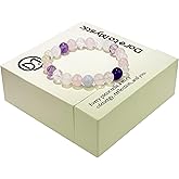 Five Elements Healing Crystal Bracelet for Women – WUXIN Natural Gemstone Energy Bracelet with Amethyst, Rose Quartz, Citrine & Aquamarine, Luxury Gift Box, Balance, Harmony, Meditation, Spiritual Gift for Her