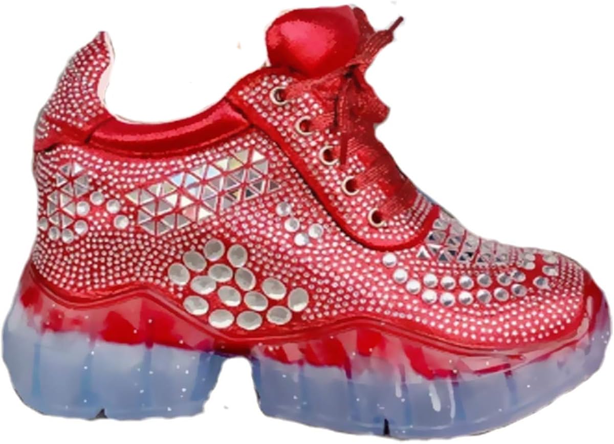 red rhinestone sneakers