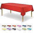 Party Dimensions Red Tablecloth Disposable Plastic Table Cover for Rectangle Tables (12 Pack) Premium Plastic Table Cloths for Parties, Events & Weddings, Indoors/Outdoors, 54"x108"